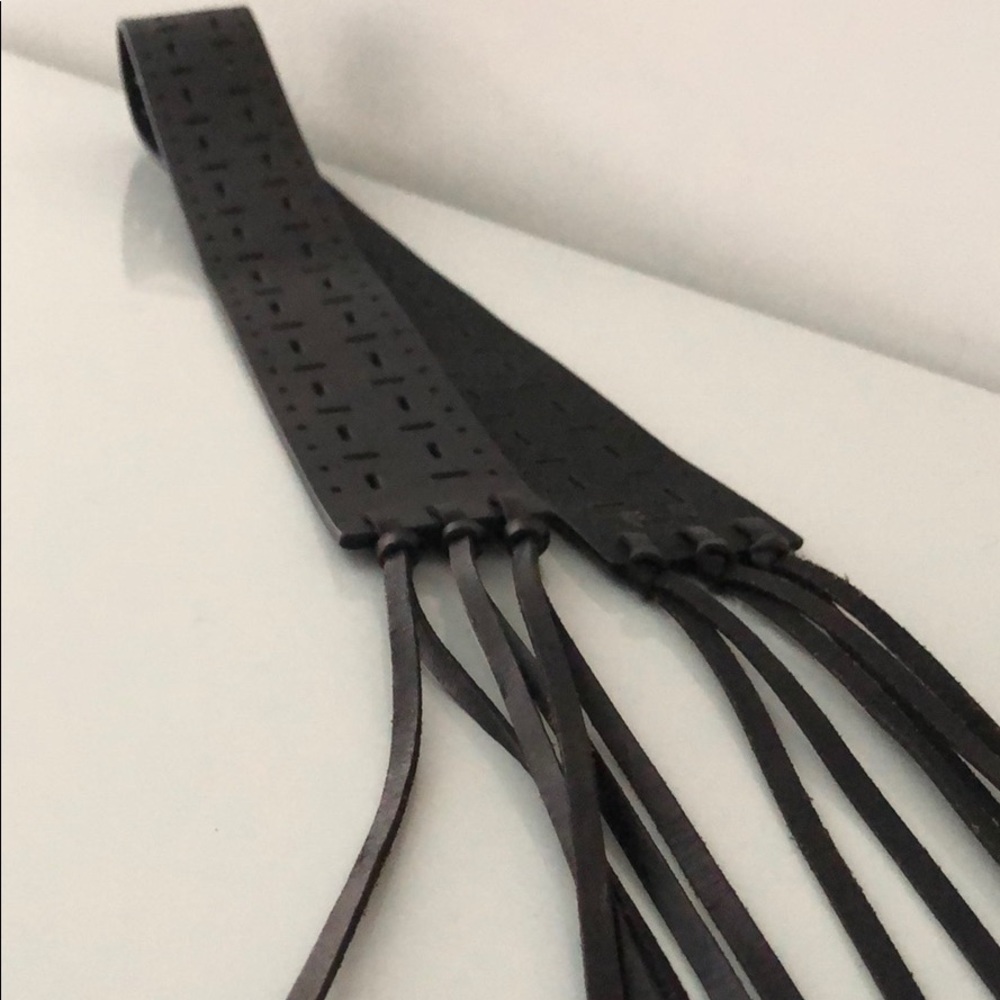 NWOT BLACK GENUINE LEATHER HIPPIE BELT! - Picture 1 of 8